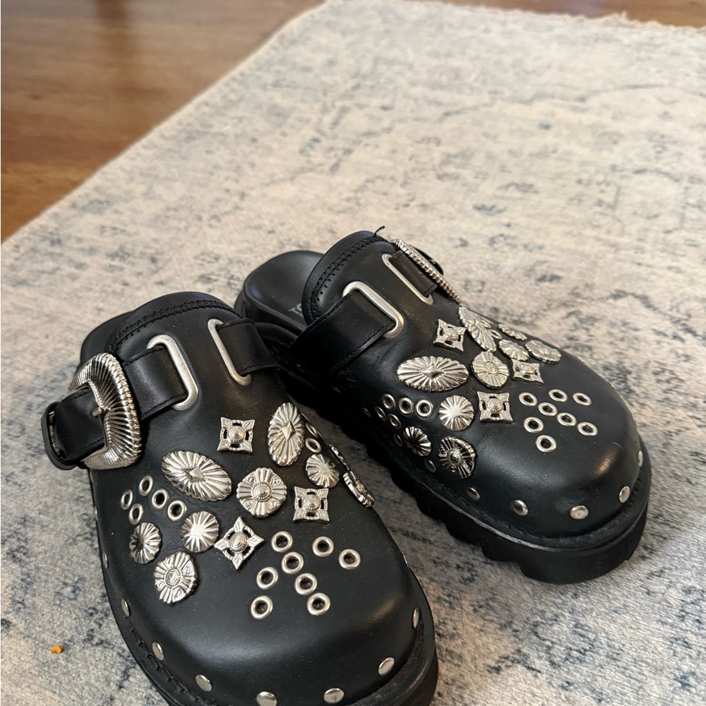 Toga Pulla Black Studded Clog Mules - Stylish Slip-On Shoes